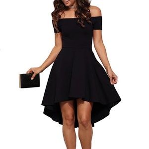 Black off the shoulder high low dress